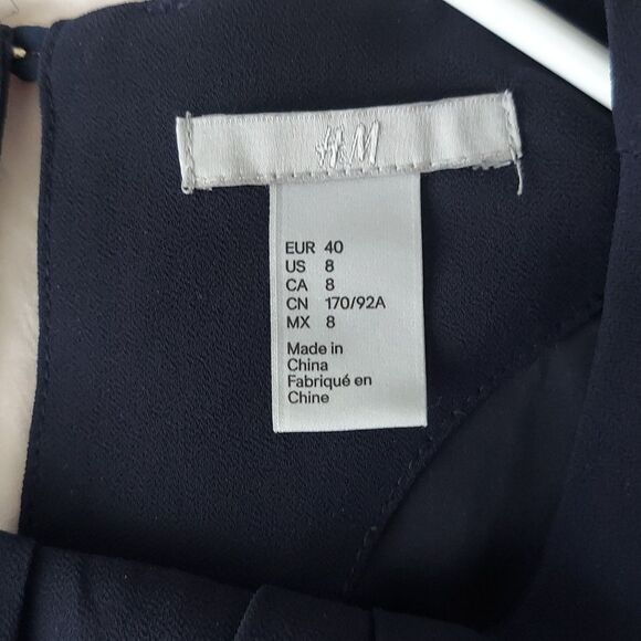 H&M Navy Blue Sheath Dress with Bell Sleeves - Picture 5 of 6